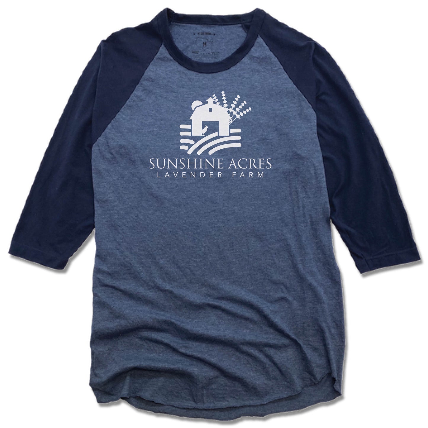 SUNSHINE ACRES LAVENDER FARM | DENIM/NAVY 3/4 SLEEVE | WHITE LOGO