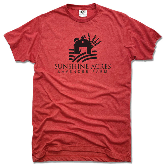 SUNSHINE ACRES LAVENDER FARM | UNISEX RED TEE | BLACK LOGO