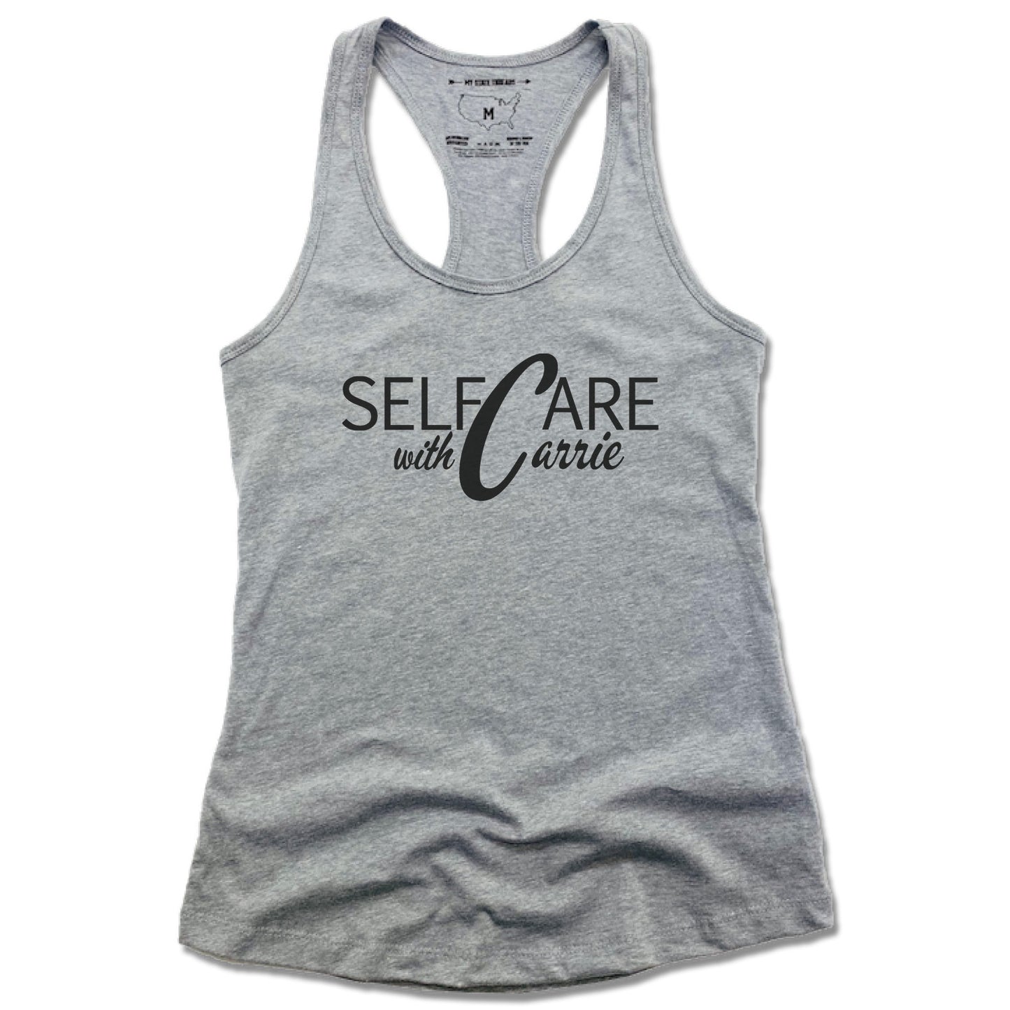 SELF CARE WITH CARRIE | LADIES GRAY TANK | BLACK LOGO