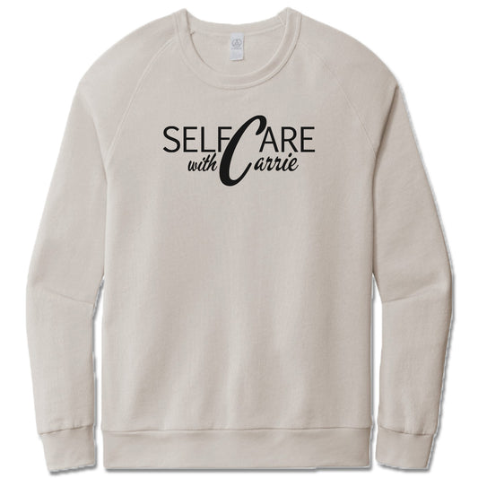 SELF CARE WITH CARRIE | LIGHT GRAY FRENCH TERRY SWEATSHIRT | BLACK LOGO