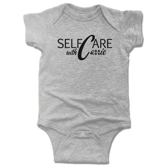 SELF CARE WITH CARRIE | GRAY ONESIE | BLACK LOGO