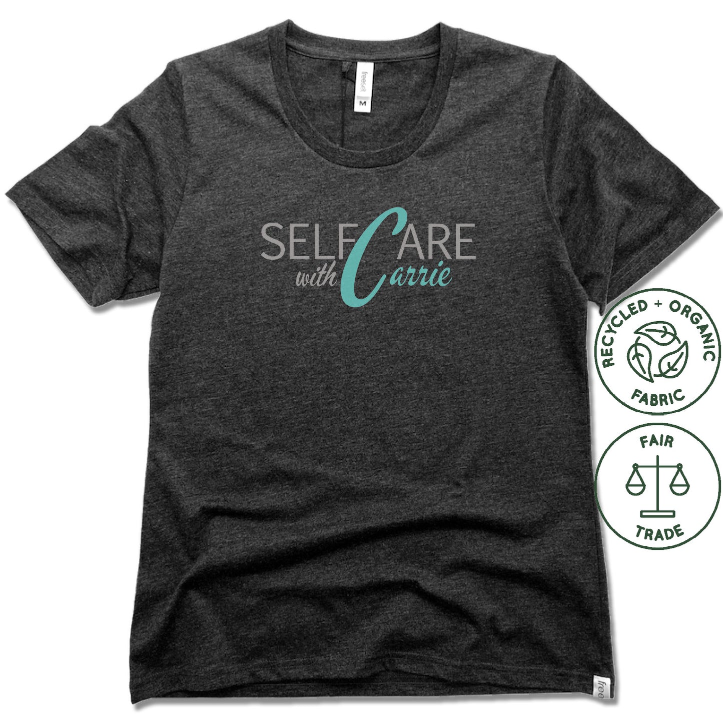 SELF CARE WITH CARRIE | FAIRTRADE FREESET BLACK LADIES TEE | COLOR LOGO