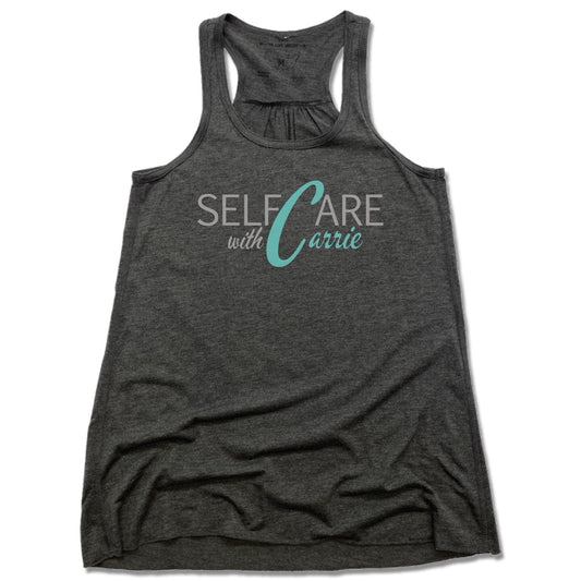 SELF CARE WITH CARRIE | LADIES GRAY FLOWY TANK | COLOR LOGO
