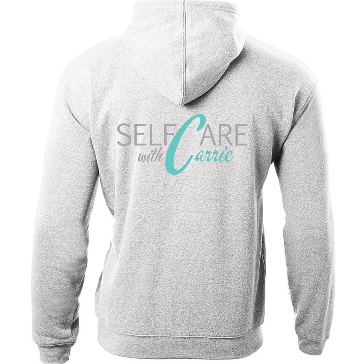 SELF CARE WITH CARRIE | LIGHT GRAY ZIP HOODIE | Back Print