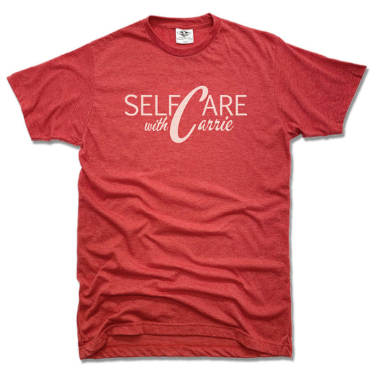 SELF CARE WITH CARRIE | UNISEX RED TEE | WHITE LOGO