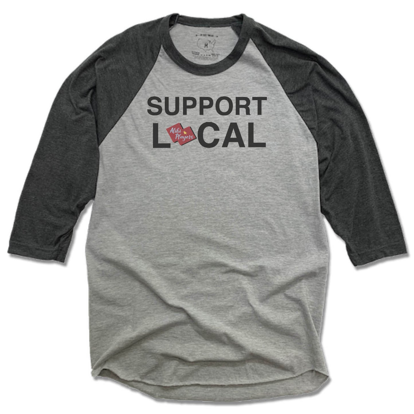 ALIBI PLAYERS | GRAY 3/4 SLEEVE | SUPPORT LOCAL