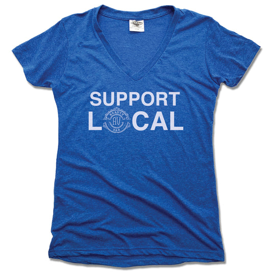 Support Local AV Beauty Bar | LADIES Blue V-NECK