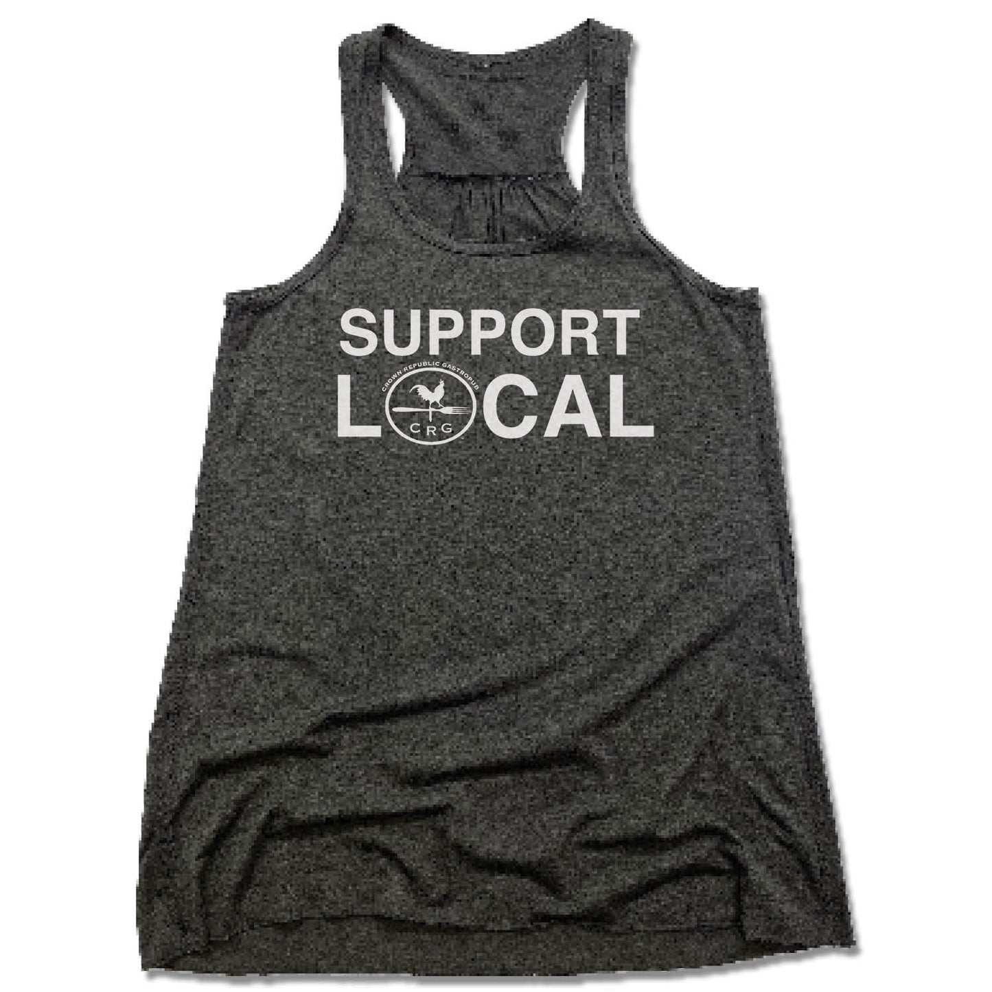 CROWN REPUBLIC | LADIES GRAY FLOWY TANK | SUPPORT LOCAL