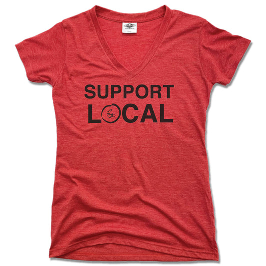 HOMETOWN CAFE | LADIES RED V-NECK | SUPPORT LOCAL