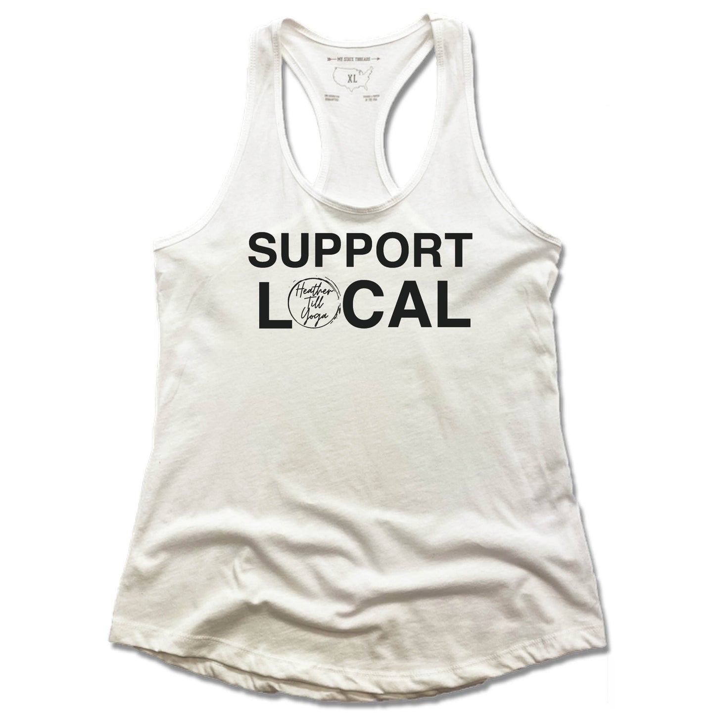 Heather Till Yoga | LADIES WHITE TANK | Support Local