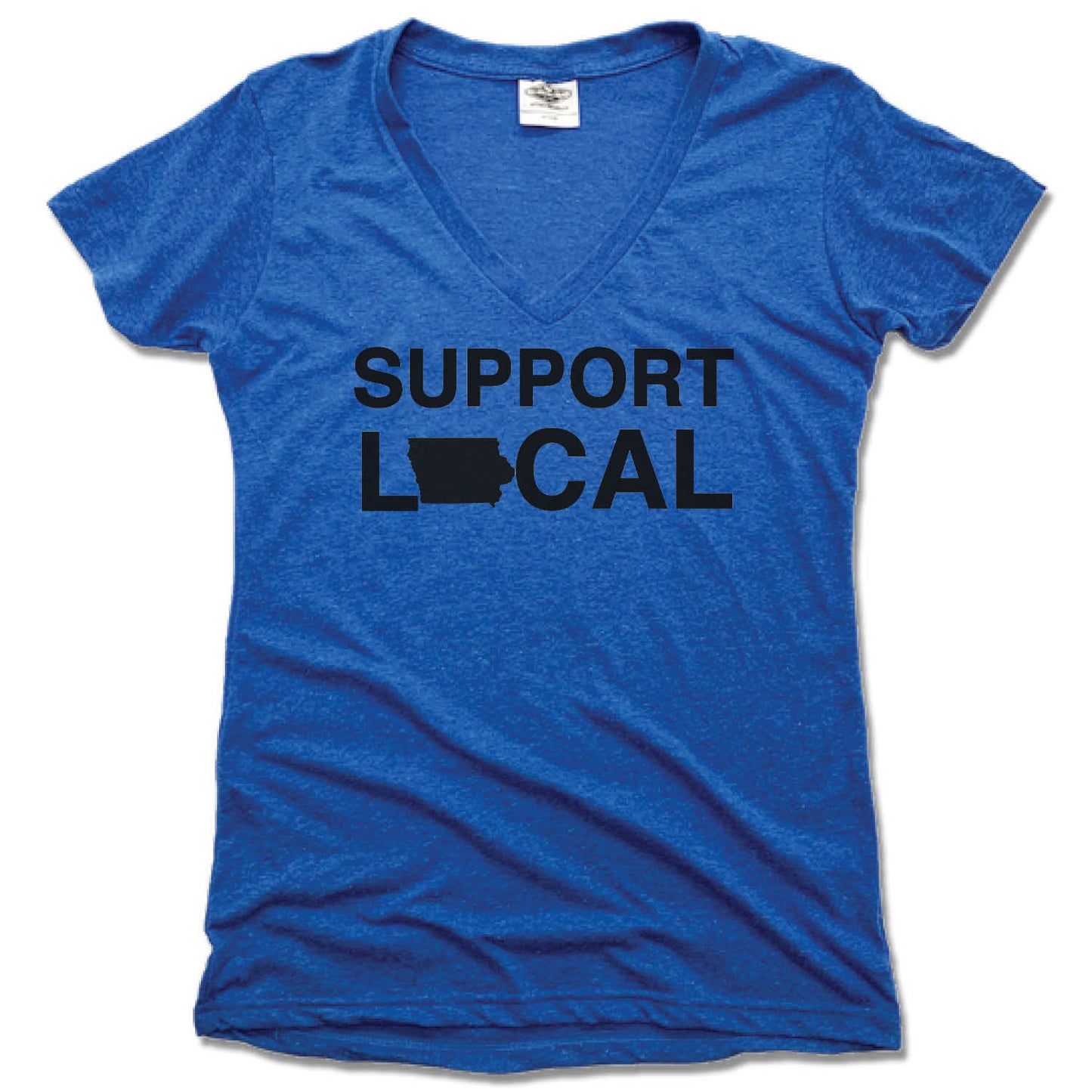 SUPPORT LOCAL IOWA | LADIES BLUE V-NECK