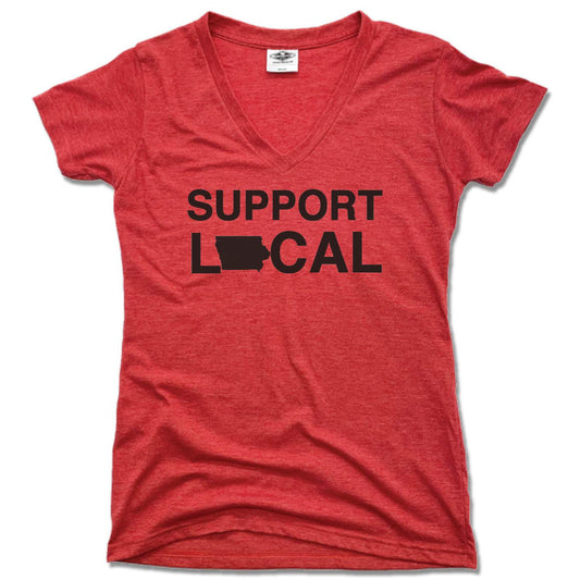 SUPPORT LOCAL IOWA | LADIES RED V-NECK