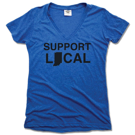 INDIANA | LADIES BLUE V-NECK | SUPPORT LOCAL