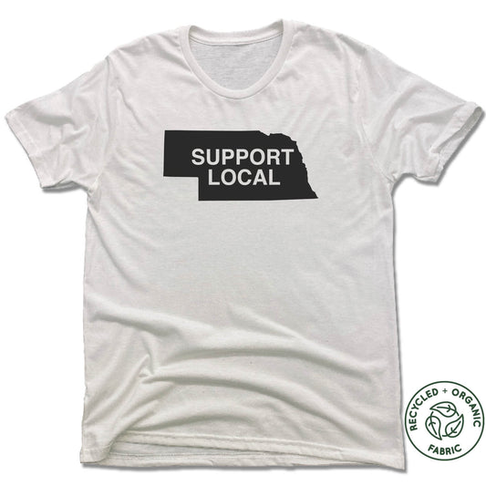 NEBRASKA | UNISEX WHITE Recycled Tri-Blend | SUPPORT LOCAL