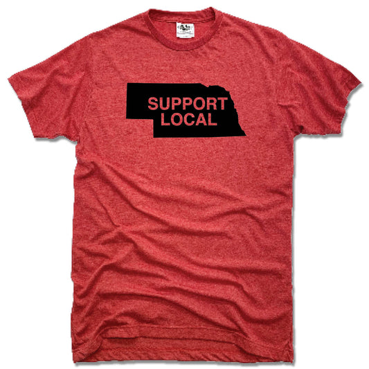 NEBRASKA | UNISEX RED TEE | SUPPORT LOCAL