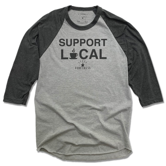 STEEL FORTRESS COFFEE | GRAY 3/4 SLEEVE | SUPPORT LOCAL