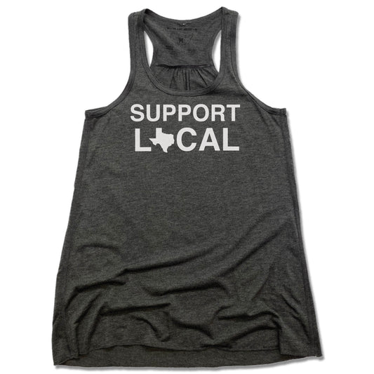 SUPPORT LOCAL | LADIES GRAY FLOWY TANK