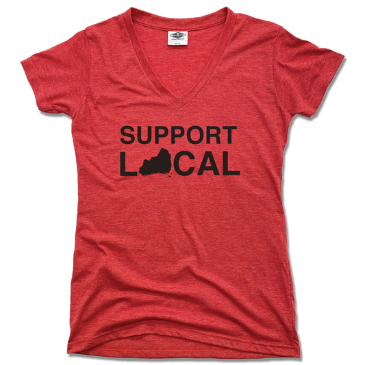 BRUNSWICK | LADIES RED V-NECK | SUPPORT LOCAL