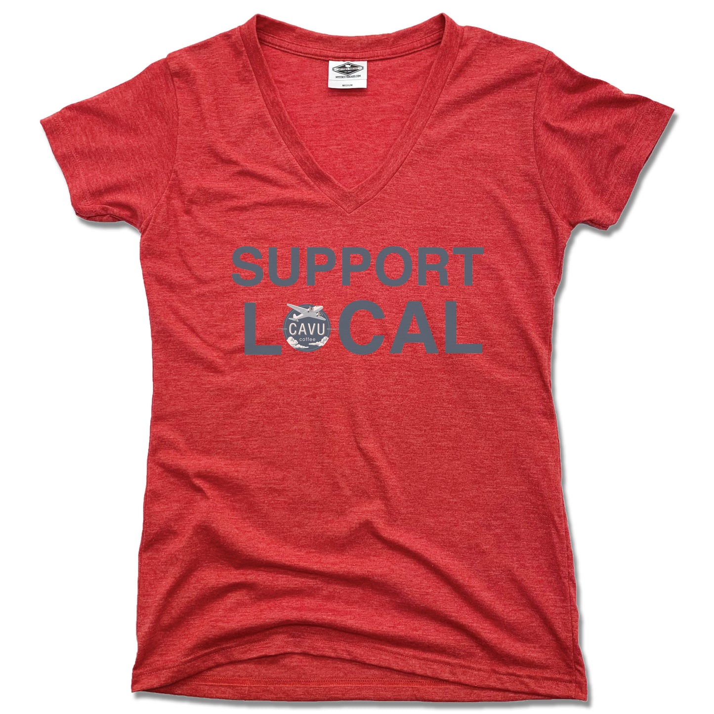 CAVU | Support Local | LADIES RED V-NECK