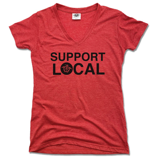 Support Local Quan Hapa | LADIES RED V-NECK