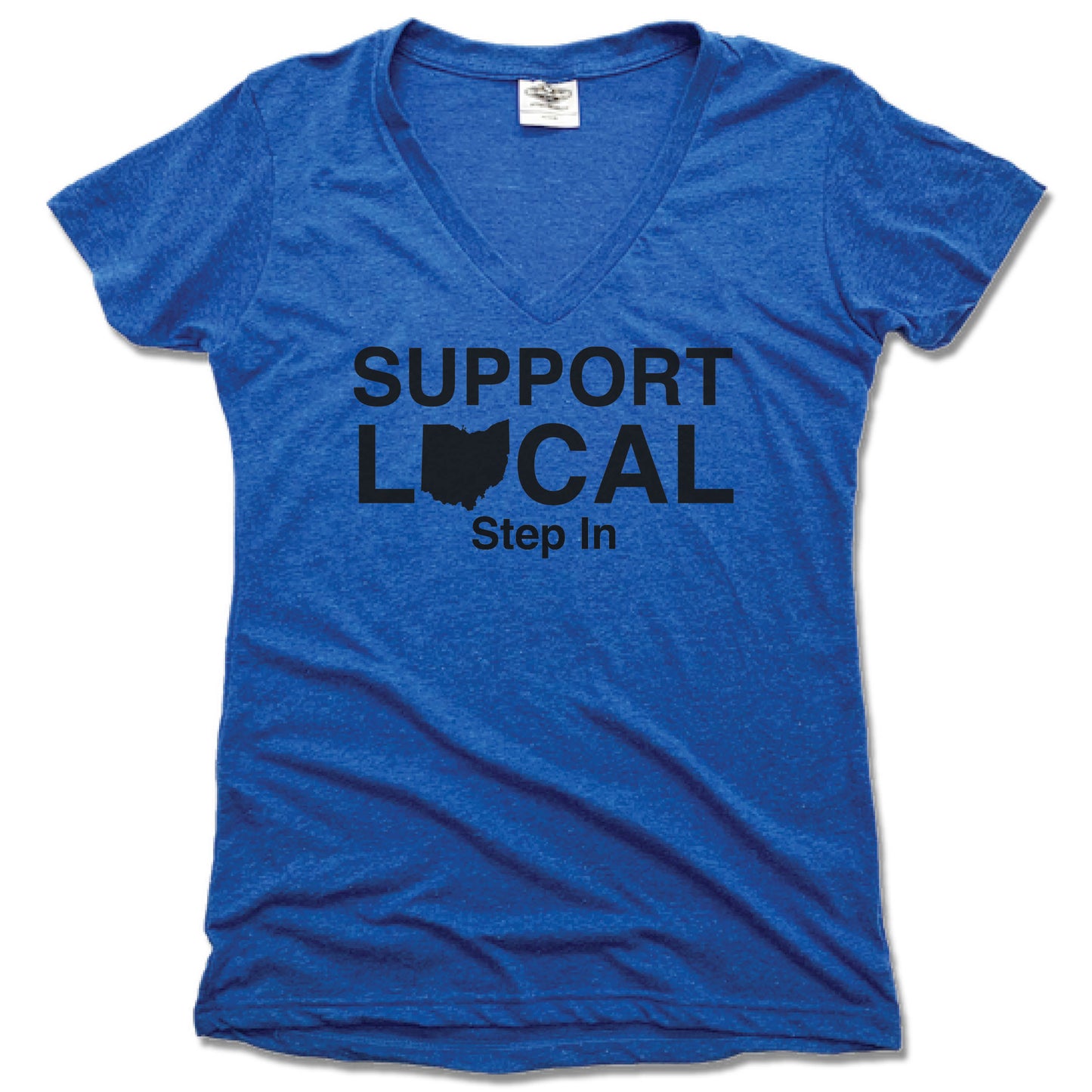 SUPPORT LOCAL OHIO  | LADIES BLUE V-NECK | STEP IN