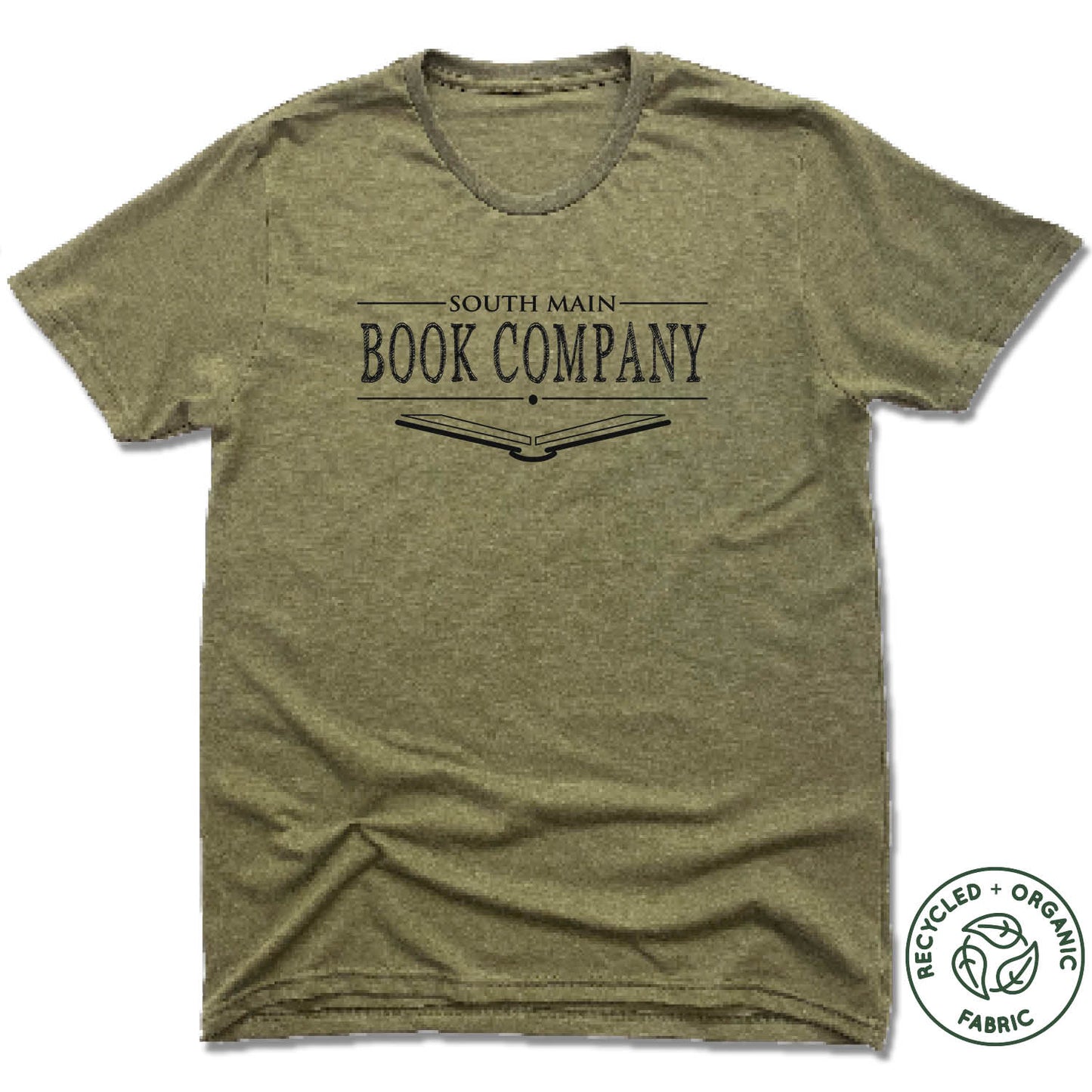 SOUTH MAIN BOOK CO. | UNISEX OLIVE Recycled Tri-Blend | BLACK LOGO