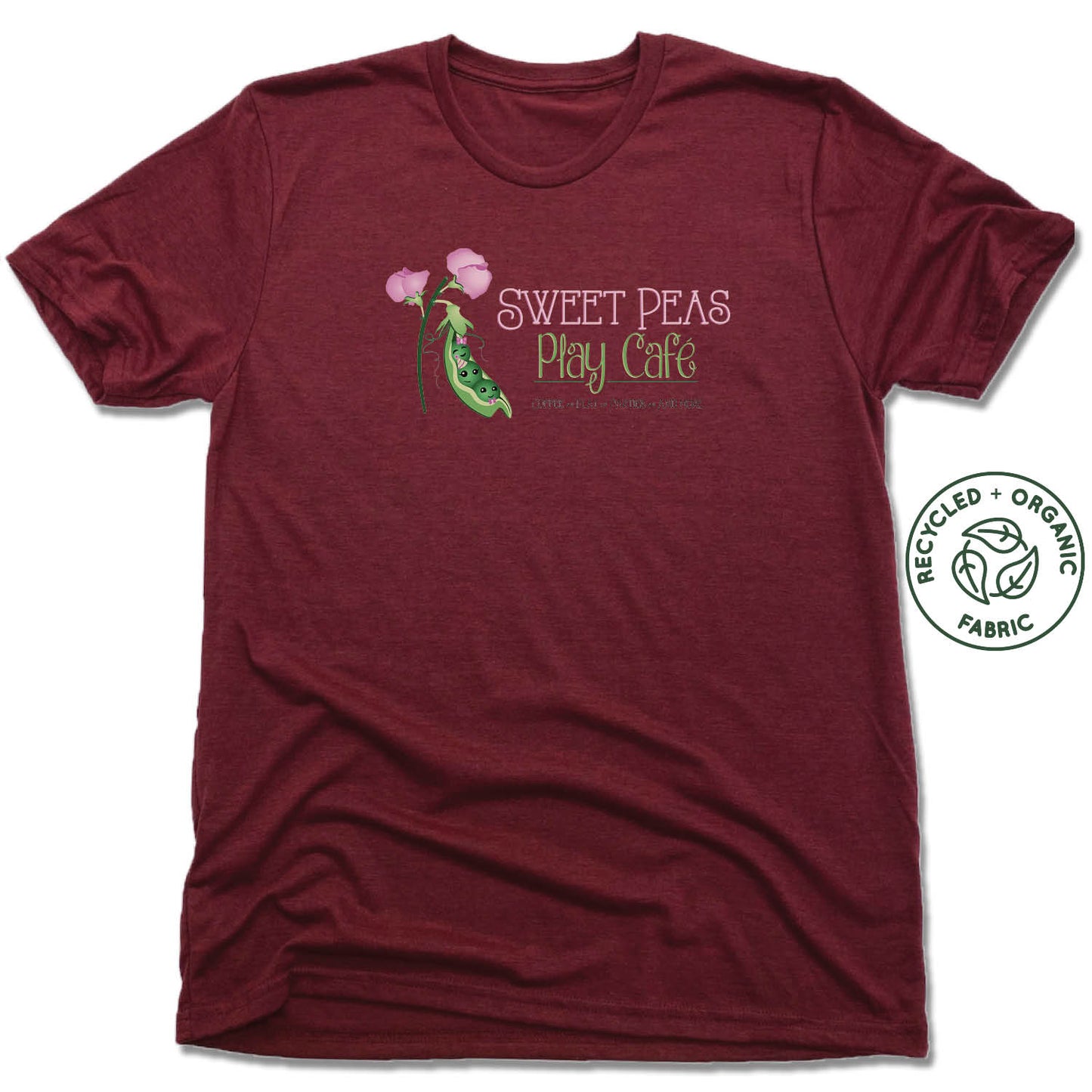 SWEET PEAS PLAY CAFE  | UNISEX VINO RED Recycled Tri-Blend | LOGO