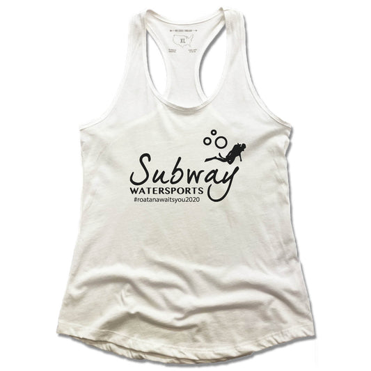 SUBWAY WATER SPORTS | LADIES WHITE TANK | BLACK LOGO