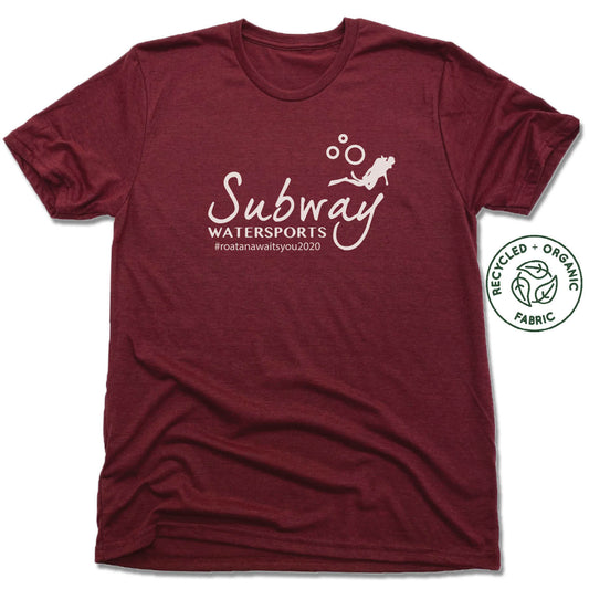 SUBWAY WATER SPORTS | UNISEX VINO RED Recycled Tri-Blend | WHITE LOGO