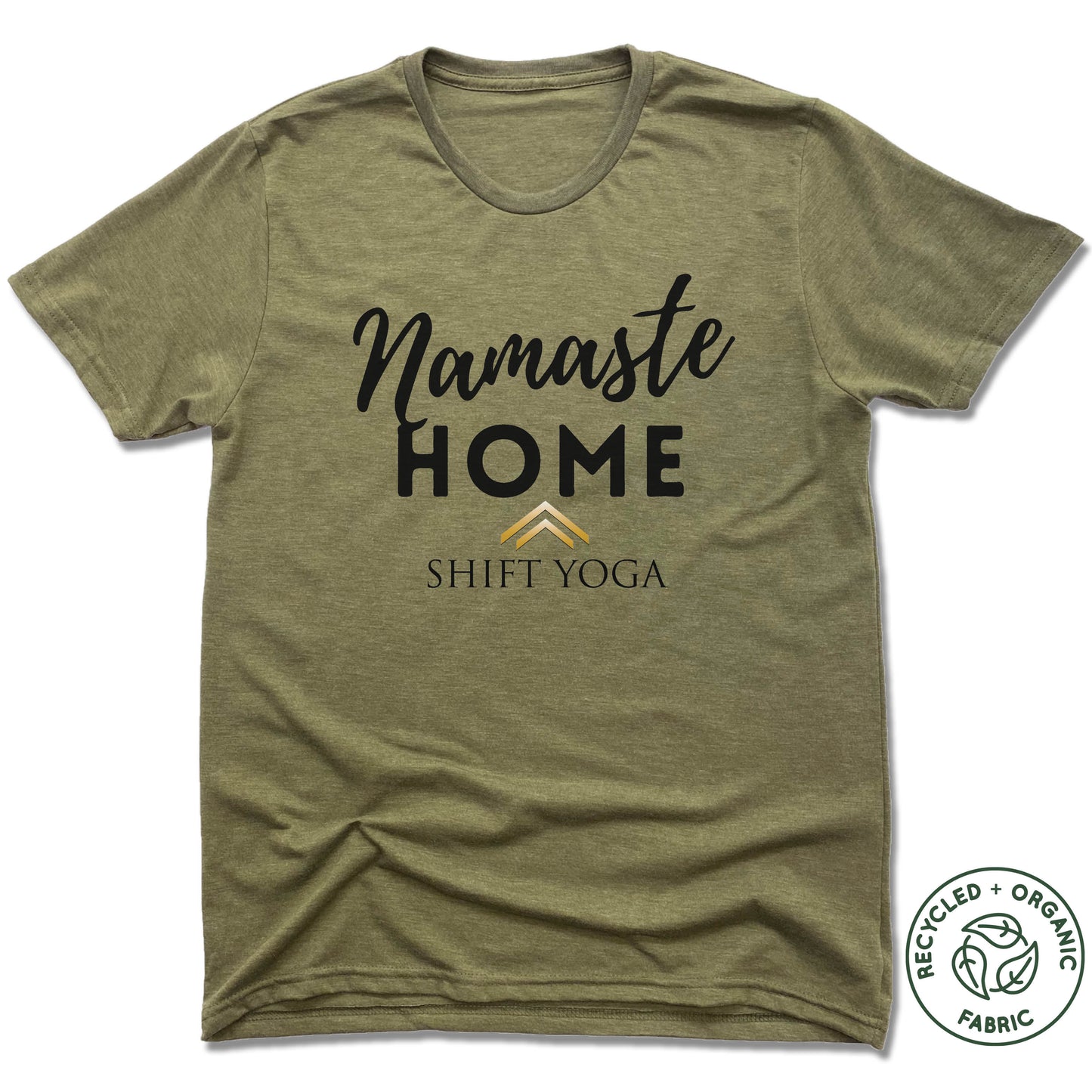 SHIFT YOGA | UNISEX OLIVE Recycled Tri-Blend | BLACK NAMASTE HOME