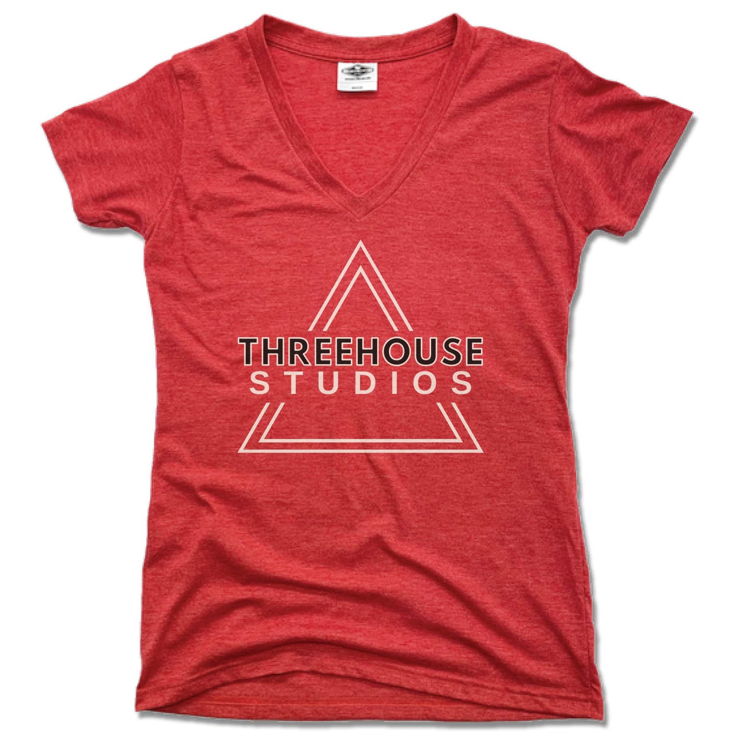 THREEHOUSE STUDIOS | LADIES RED V-NECK | LOGO