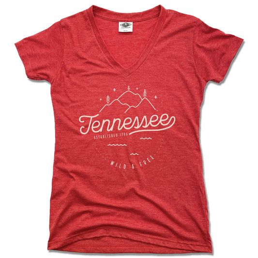 TENNESSEE | LADIES RED V-NECK | CREST