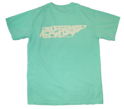 TENNESSEE MINT GREEN POCKET TEE | OUTLINE | PALE YELLOW