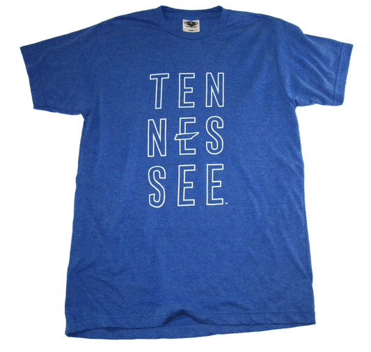 TENNESSEE BLUE TEE | STACKED LETTER | WHITE