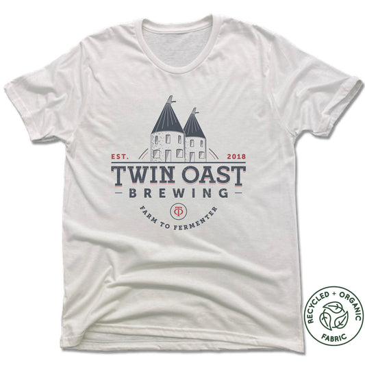 TWIN OAST BREWING | UNISEX WHITE Recycled Tri-Blend | GRAY LOGO
