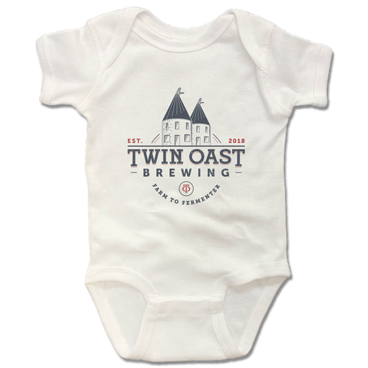 TWIN OAST BREWING | WHITE ONESIE | GRAY LOGO