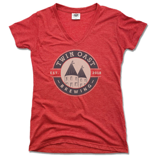 TWIN OAST BREWING | LADIES RED V-NECK | BLUE SEAL