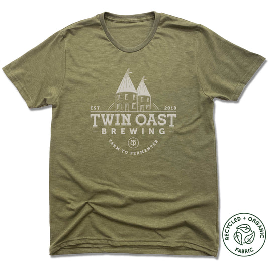 TWIN OAST BREWING | UNISEX OLIVE Recycled Tri-Blend | WHITE LOGO