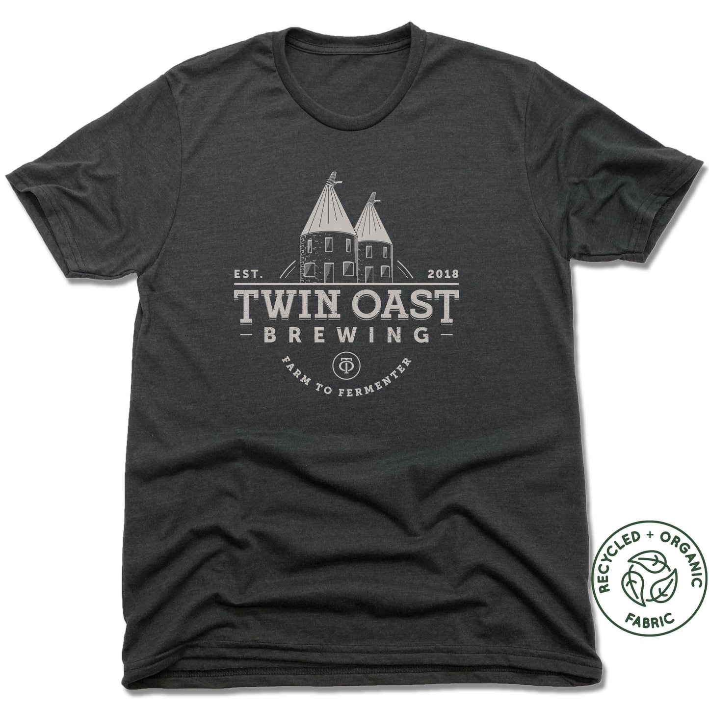 TWIN OAST BREWING | UNISEX BLACK Recycled Tri-Blend | WHITE LOGO