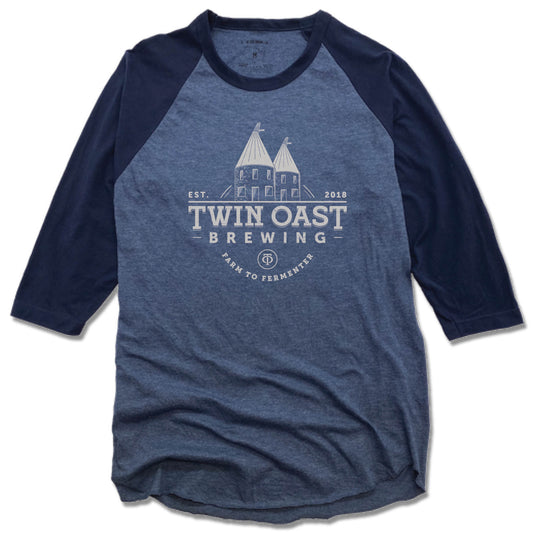 TWIN OAST BREWING | DENIM/NAVY 3/4 SLEEVE | WHITE LOGO