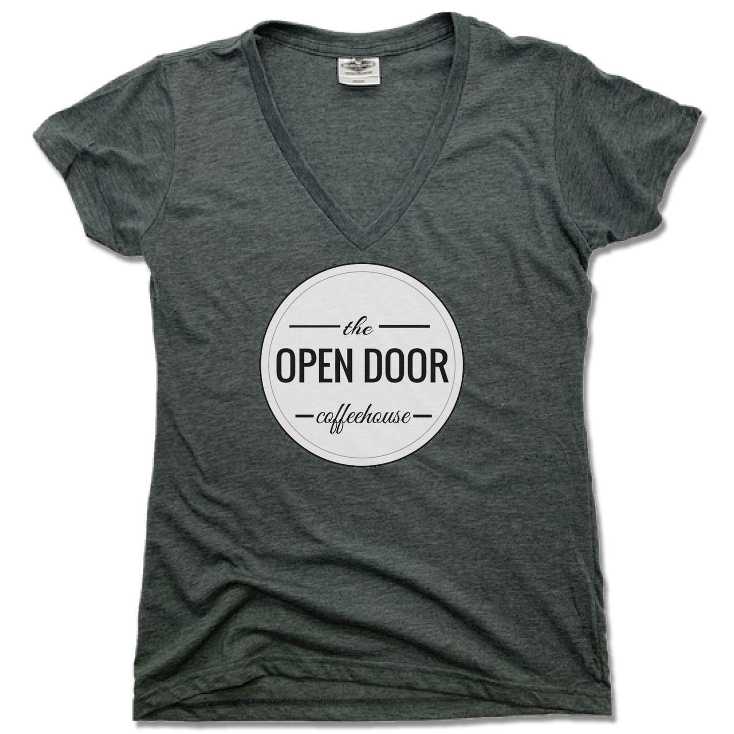 THE OPEN DOOR | LADIES V-NECK | WHITE LOGO - SOLID