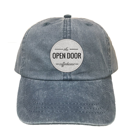 THE OPEN DOOR | EMBROIDERED NAVY HAT | WHITE LOGO - SOLID
