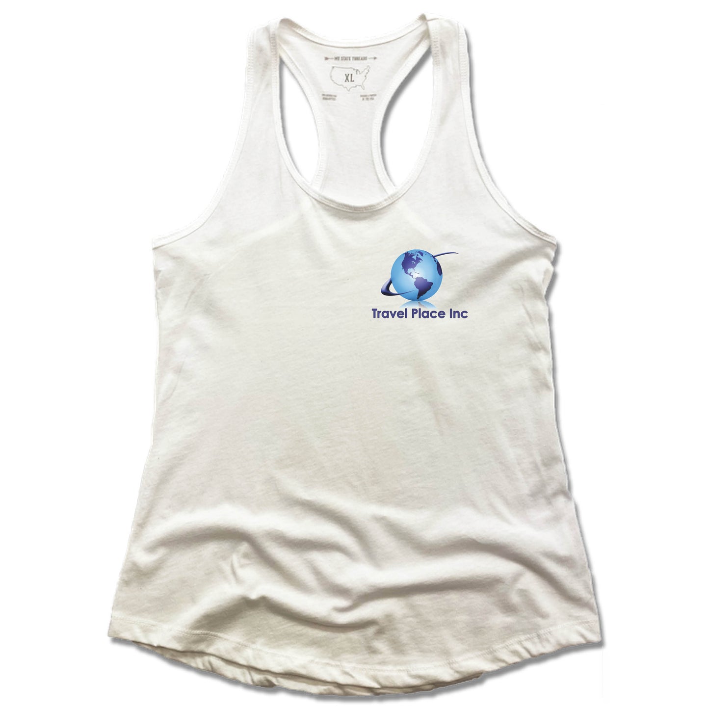 TRAVEL PLACE INC | LADIES WHITE TANK | LOGO