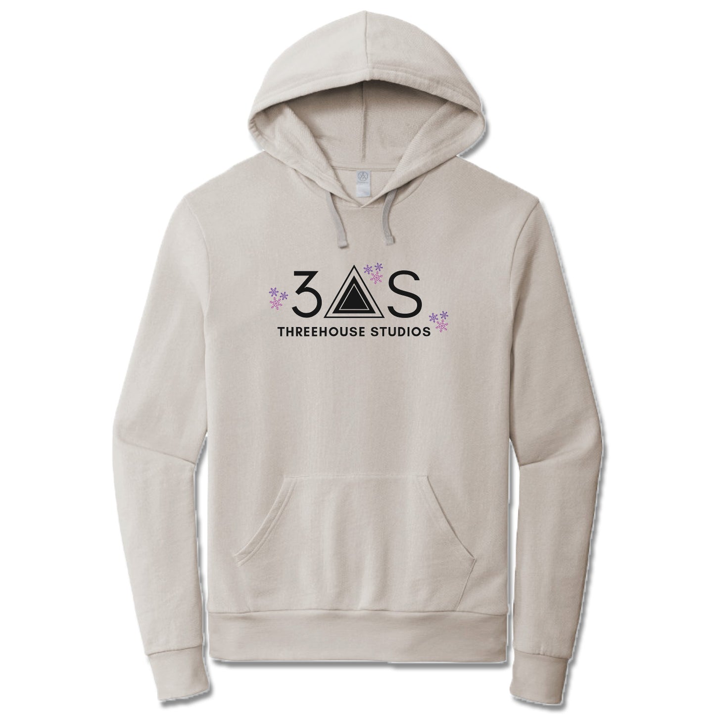 THREEHOUSE STUDIOS | LIGHT GRAY FRENCH TERRY HOODIE | Purple Snowflakes
