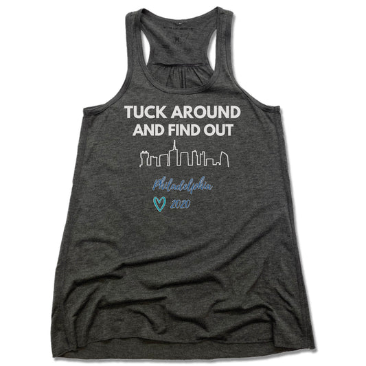 TUCK BARRE & YOGA | LADIES GRAY FLOWY TANK | TUCK AROUND AND FIND OUT