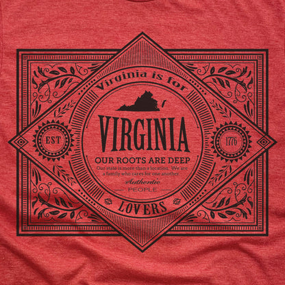 VIRGINIA | LADIES RED V-NECK | VINTAGE BLACK