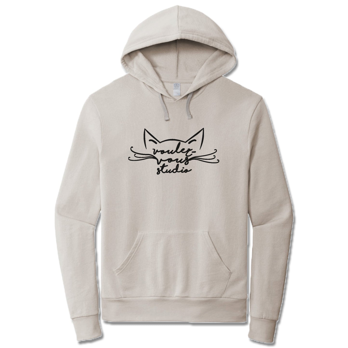 VOULEZ-VOUS STUDIO | LIGHT GRAY FRENCH TERRY HOODIE | BLACK LOGO