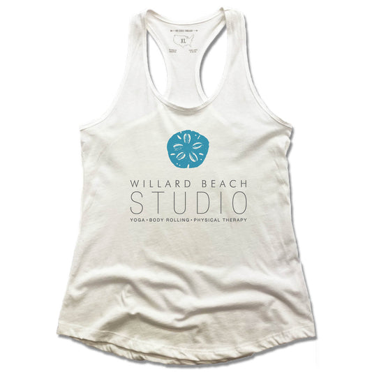 WILLARD BEACH STUDIO | LADIES WHITE TANK | COLOR LOGO