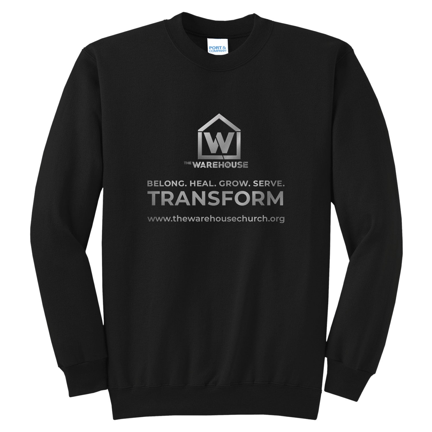 The Warehouse Church | Crew Sweatshirt | Monogram Silver - My State Threads