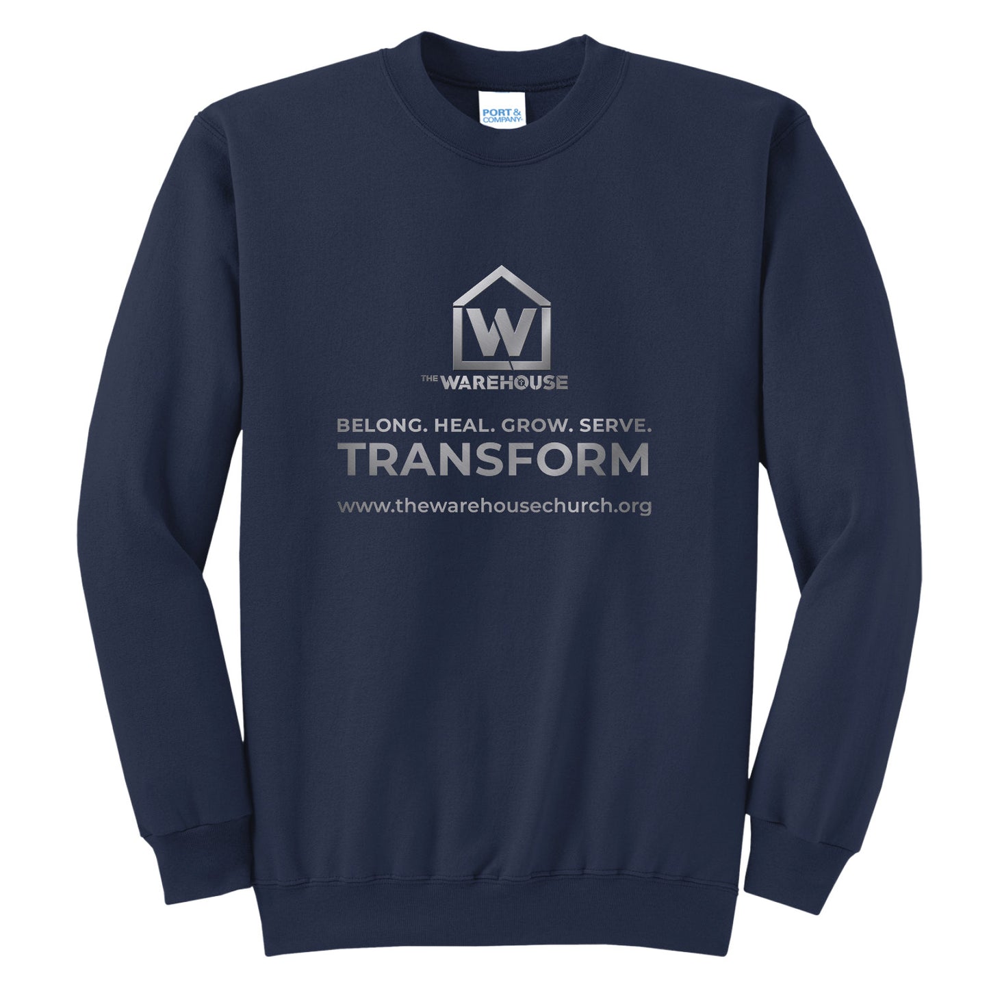 The Warehouse Church | Crew Sweatshirt | Monogram Silver - My State Threads